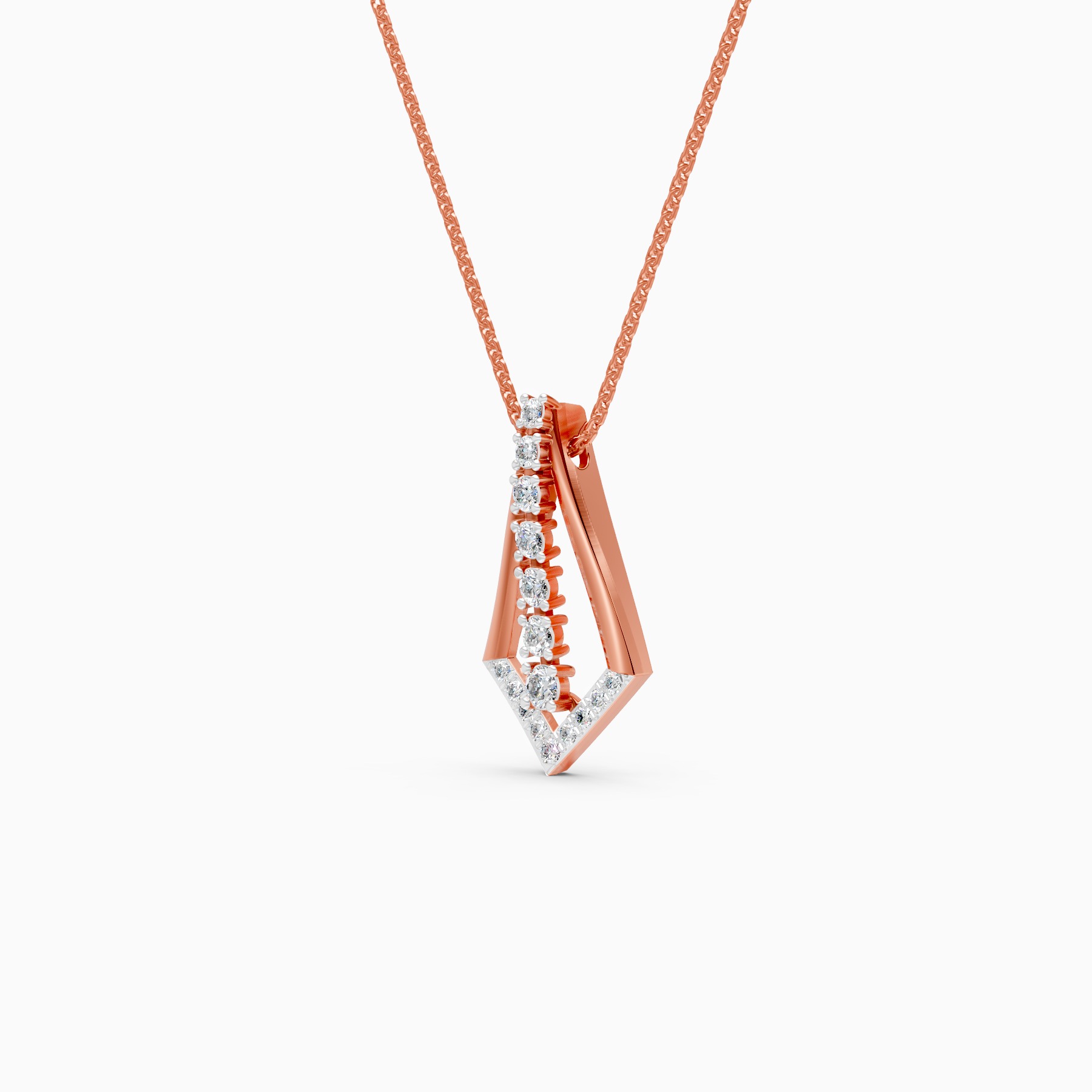 Modern V Shape Lab Grown Diamond Necklace